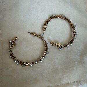 Gas Bijoux Creole Gold Hoop Earrings with mother of Pearls
